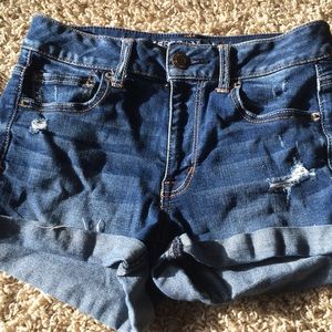 Ripped jean shorts
